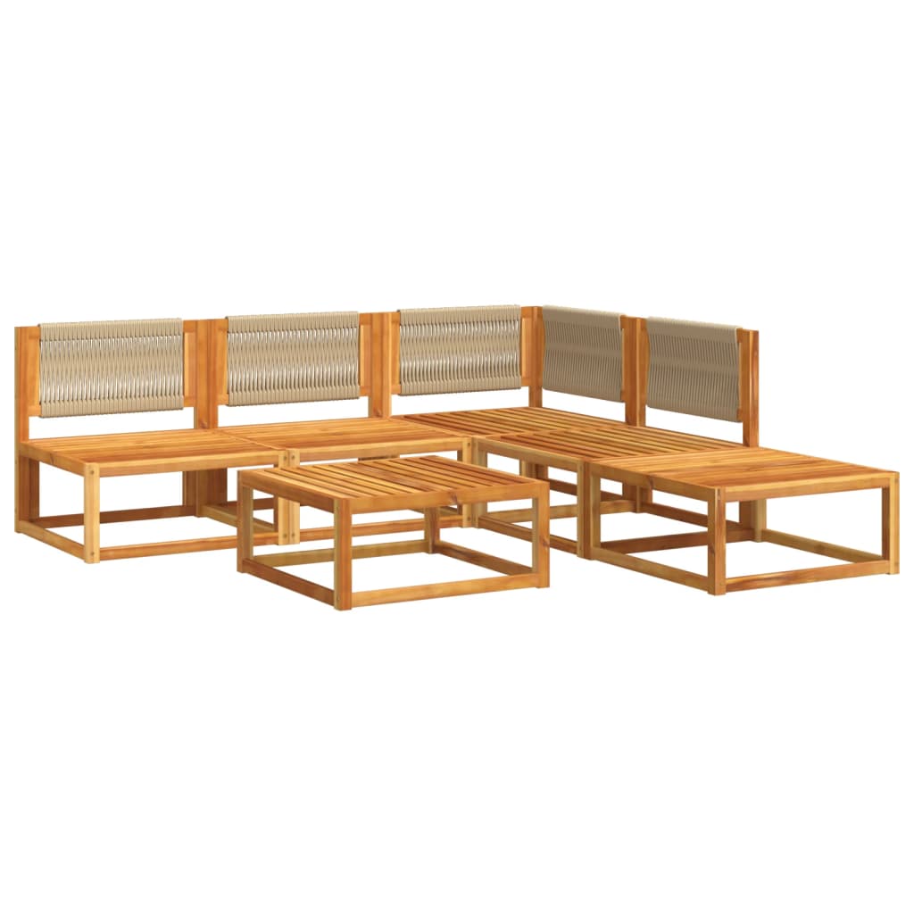 vidaXL Ensemble de canapé de jardin 6 pcs avec coussins bois d'acacia et corde
