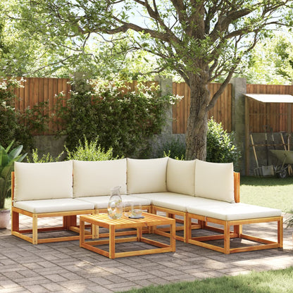 vidaXL Ensemble de canapé de jardin 6 pcs avec coussins bois d'acacia et corde