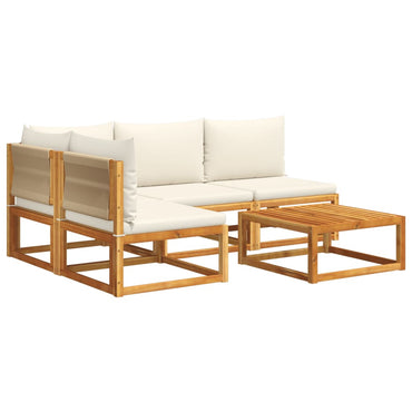 vidaXL 5-tlg. Gartensofa-Set mit Kissen Holz Akazie & Seil