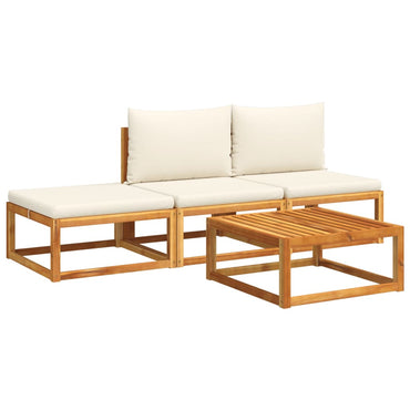 vidaXL Salon de jardin 4 pcs avec coussins Bois d'acacia et corde