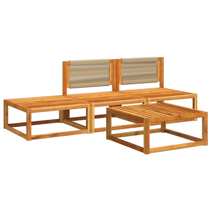 vidaXL Salon de jardin 4 pcs avec coussins Bois d'acacia et corde