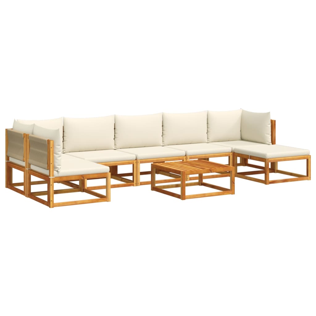 vidaXL 8-tlg. Gartensofa-Set mit Kissen Holz Akazie & Seil