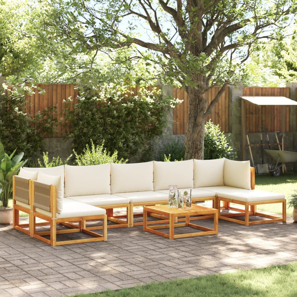vidaXL 8-tlg. Gartensofa-Set mit Kissen Holz Akazie & Seil