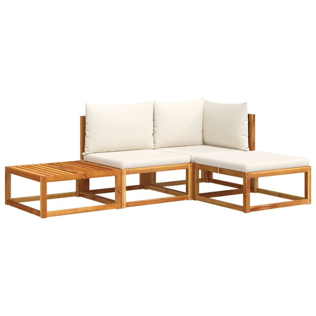 vidaXL 4-tlg. Gartensofa-Set mit Kissen Holz Akazie & Rattan