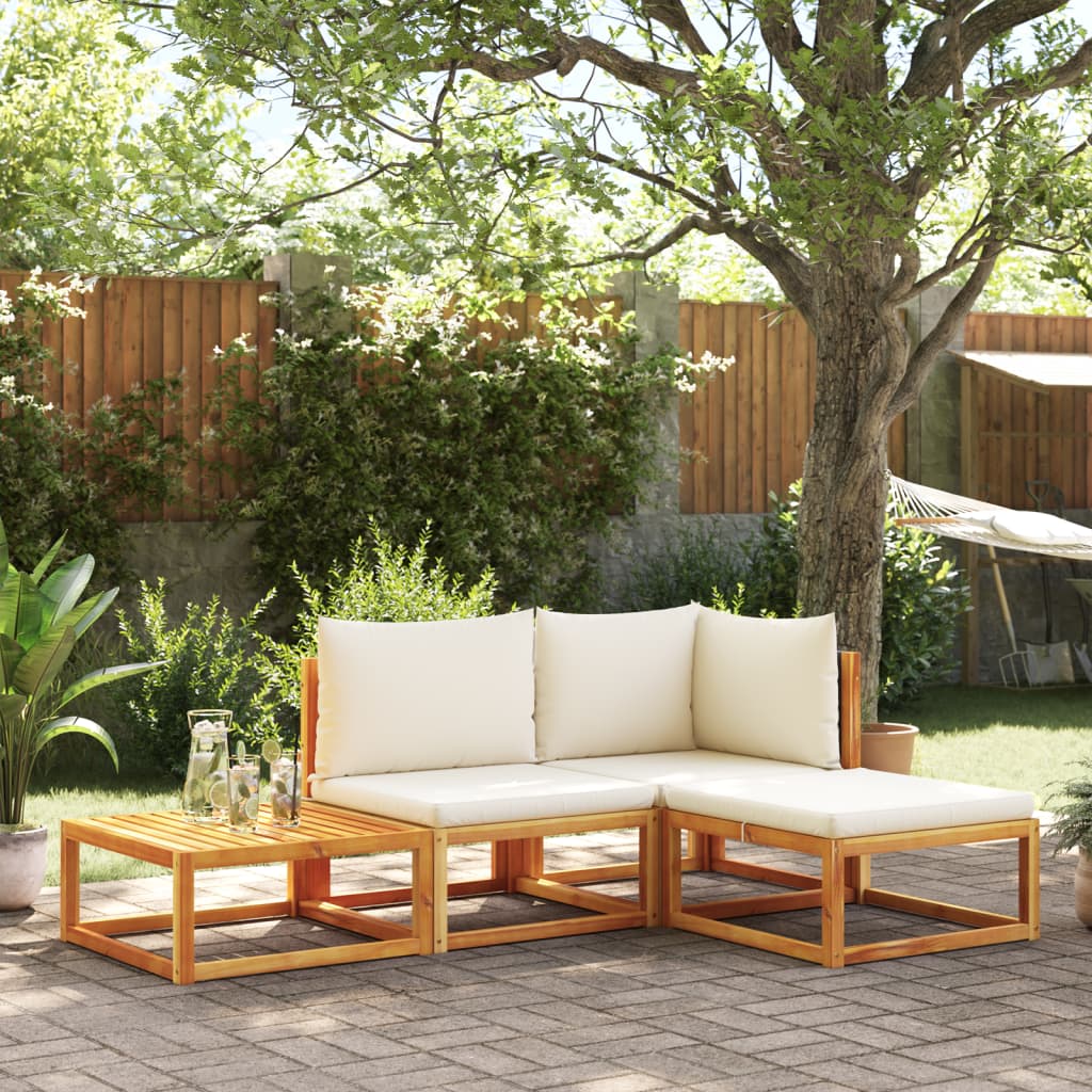 vidaXL 4-tlg. Gartensofa-Set mit Kissen Holz Akazie & Rattan
