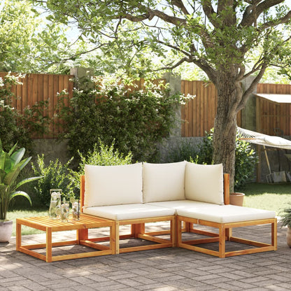 vidaXL 4-tlg. Gartensofa-Set mit Kissen Holz Akazie & Rattan