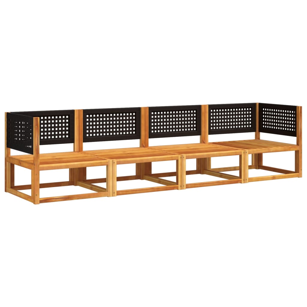 vidaXL 4-tlg. Gartensofa-Set mit Kissen Holz Akazie & Rattan
