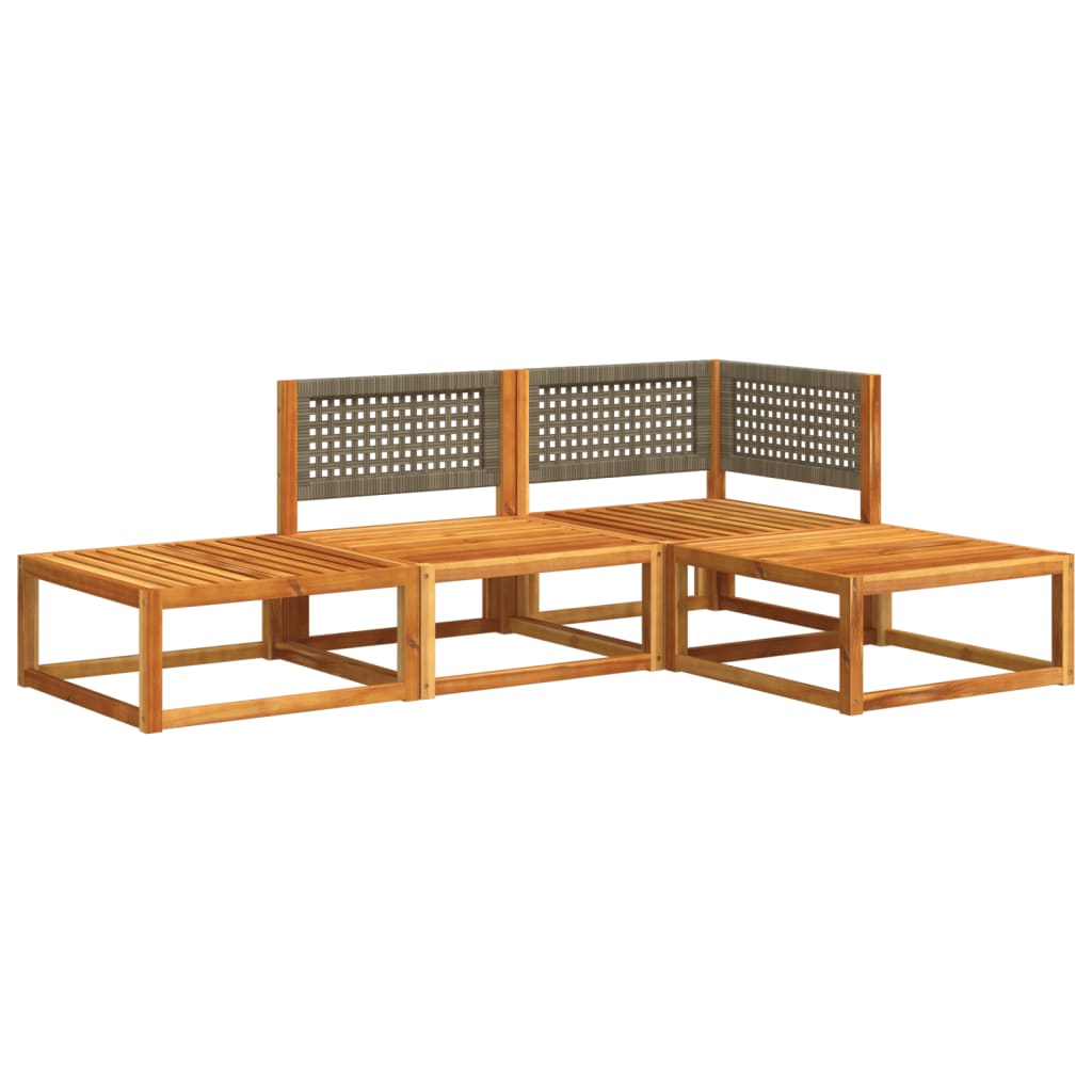 vidaXL 4-tlg. Gartensofa-Set mit Kissen Holz Akazie & Rattan