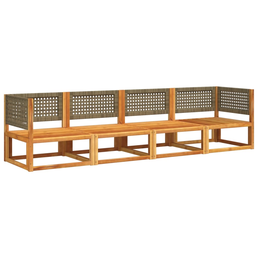 vidaXL 4-tlg. Gartensofa-Set mit Kissen Holz Akazie & Rattan
