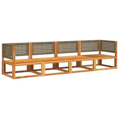 vidaXL 4-tlg. Gartensofa-Set mit Kissen Holz Akazie & Rattan