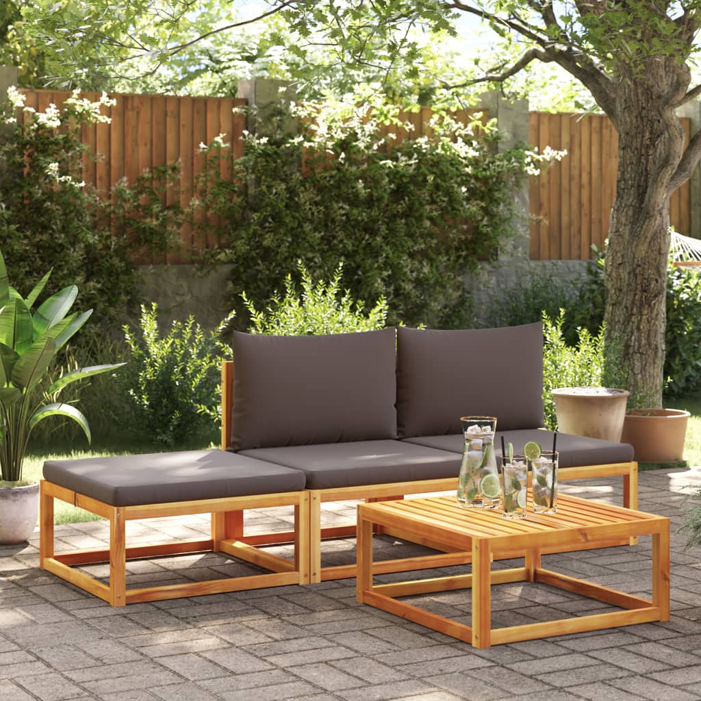 vidaXL 4-tlg. Gartensofa-Set mit Kissen Holz Akazie & Rattan