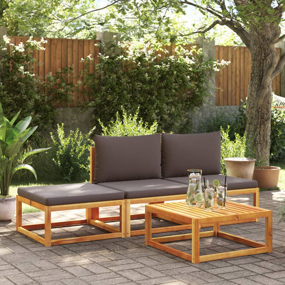 vidaXL 4-tlg. Gartensofa-Set mit Kissen Holz Akazie & Rattan