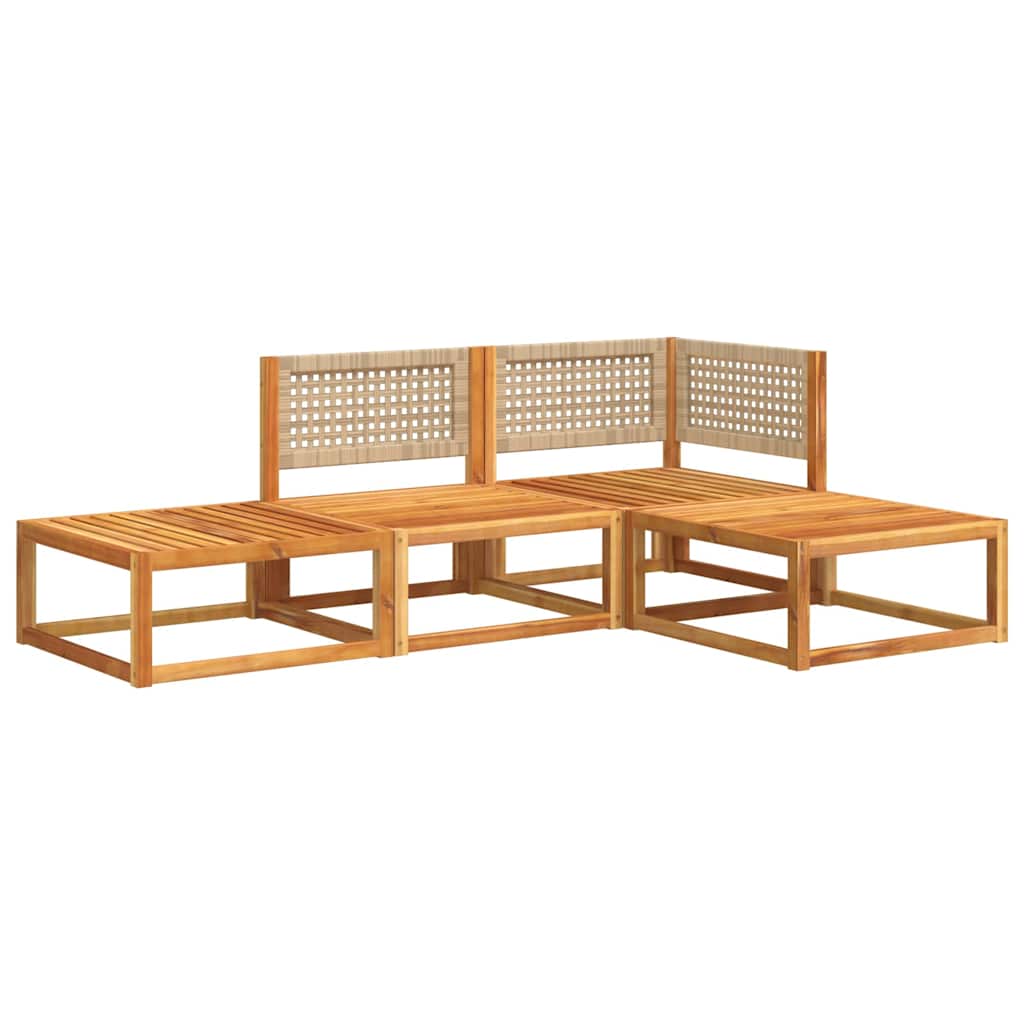 vidaXL 4-tlg. Gartensofa-Set mit Kissen Holz Akazie & Rattan