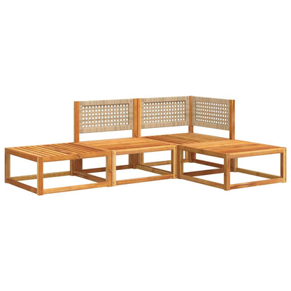 vidaXL 4-tlg. Gartensofa-Set mit Kissen Holz Akazie & Rattan