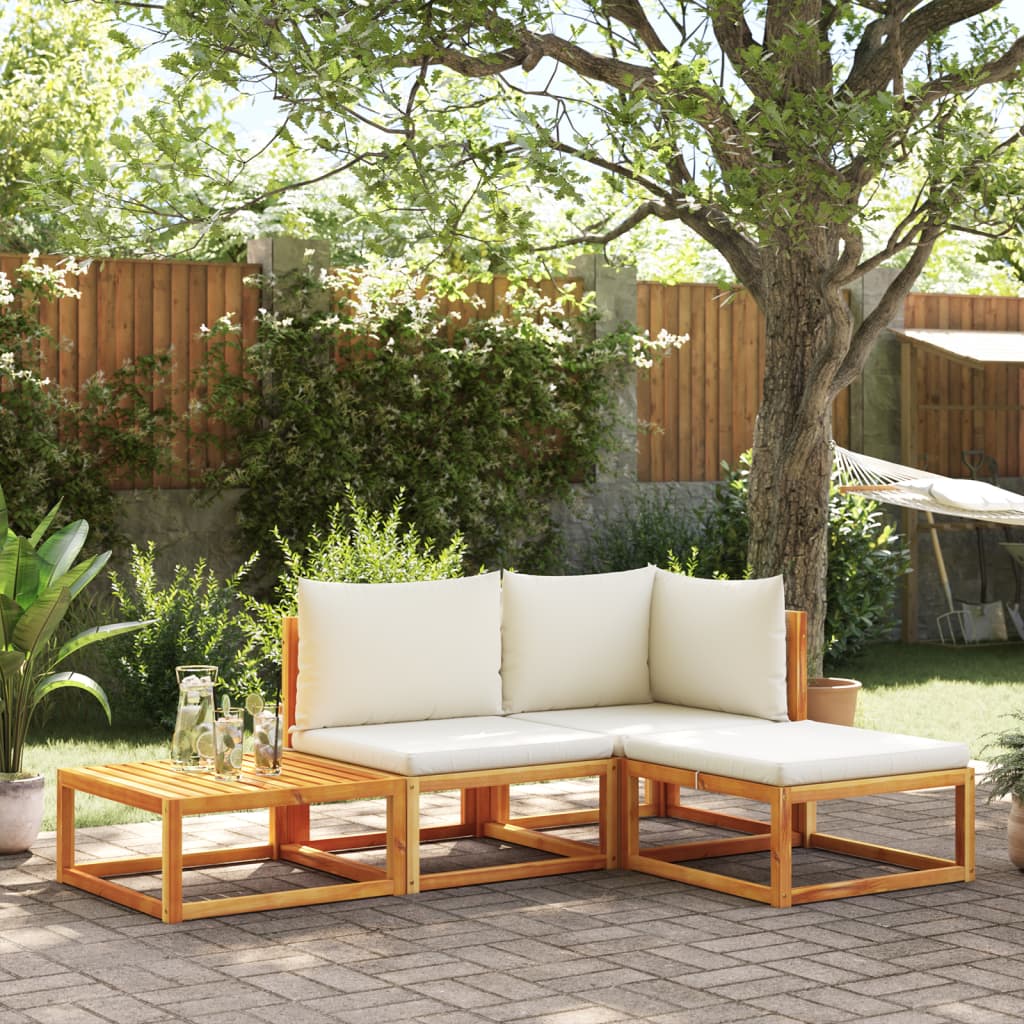 vidaXL 4-tlg. Gartensofa-Set mit Kissen Holz Akazie & Rattan