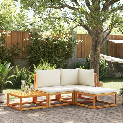 vidaXL 4-tlg. Gartensofa-Set mit Kissen Holz Akazie & Rattan