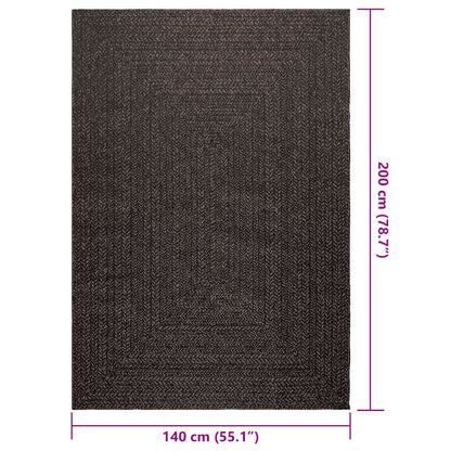 vidaXL Teppich ZIZUR Anthrazit 140x200cm Jute-Optik Indoor und Outdoor