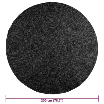 vidaXL Teppich ZIZUR Anthrazit Ø 200 cm Jute-Optik Indoor und Outdoor