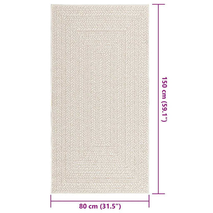 vidaXL Teppich ZIZUR Creme 80x150 cm Jute-Optik Indoor und Outdoor