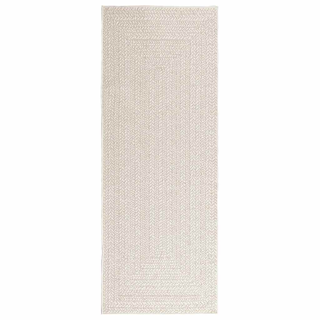 vidaXL Teppich ZIZUR Creme 80x200 cm Jute-Optik Indoor und Outdoor