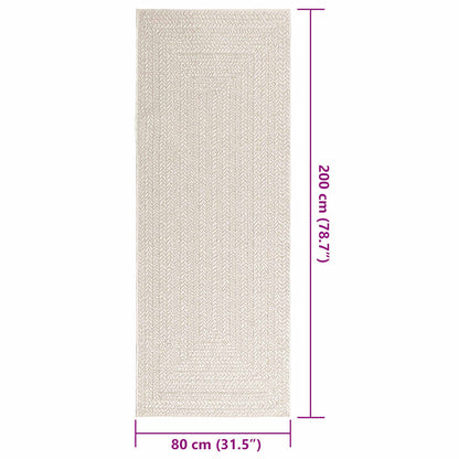 vidaXL Teppich ZIZUR Creme 80x200 cm Jute-Optik Indoor und Outdoor