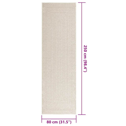 vidaXL Teppich ZIZUR Creme 80x250 cm Jute-Optik Indoor und Outdoor