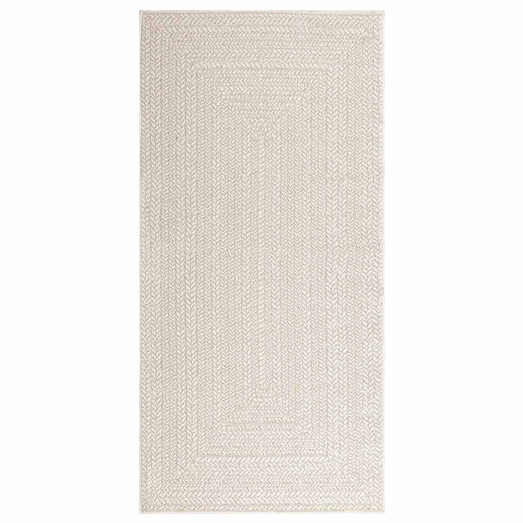 vidaXL Teppich ZIZUR Creme 100x200 cm Jute-Optik Indoor und Outdoor