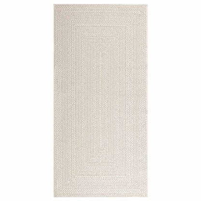 vidaXL Teppich ZIZUR Creme 100x200 cm Jute-Optik Indoor und Outdoor