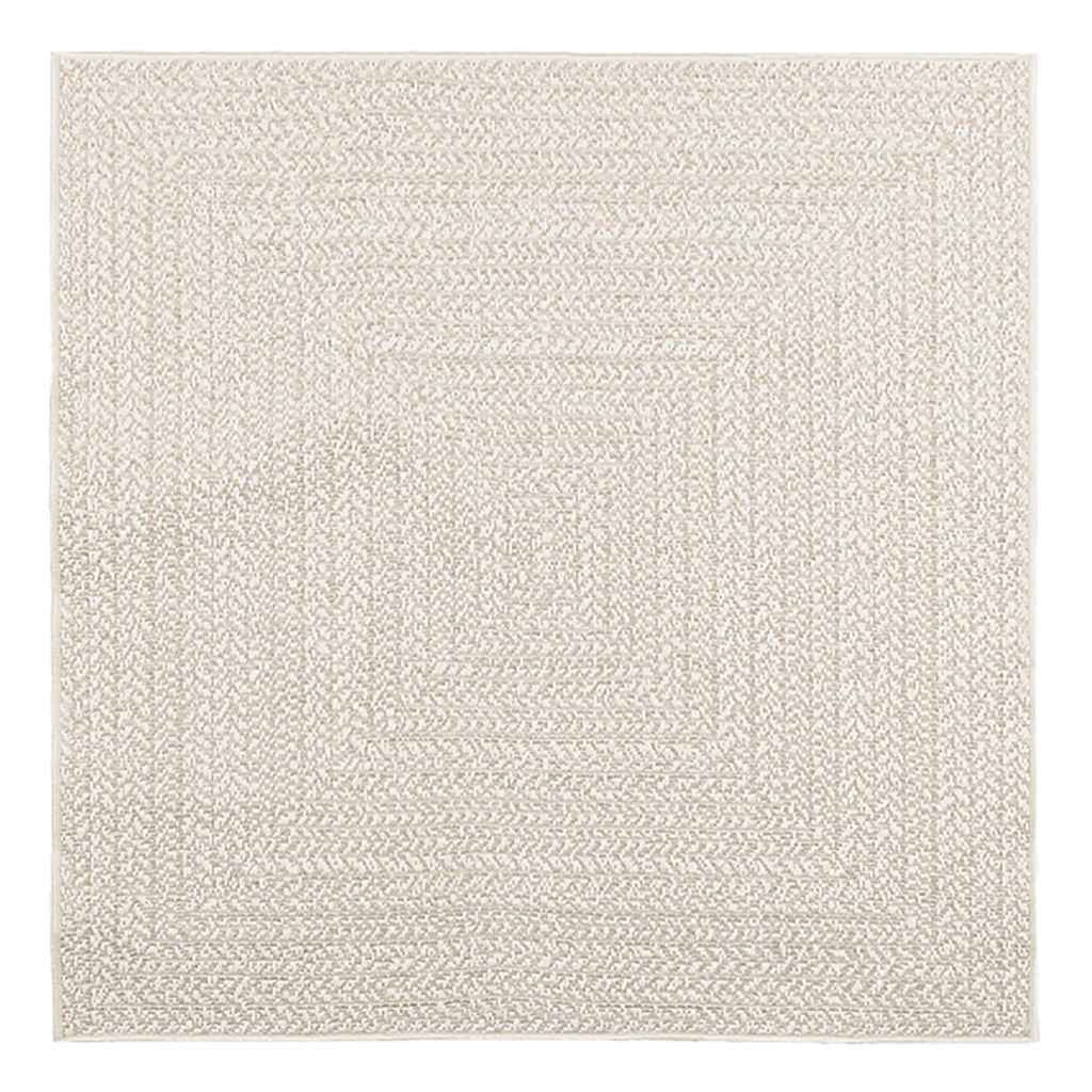 vidaXL Teppich ZIZUR Creme 120x120 cm Jute-Optik Indoor und Outdoor