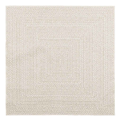 vidaXL Teppich ZIZUR Creme 120x120 cm Jute-Optik Indoor und Outdoor