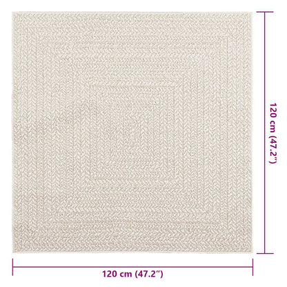 vidaXL Teppich ZIZUR Creme 120x120 cm Jute-Optik Indoor und Outdoor