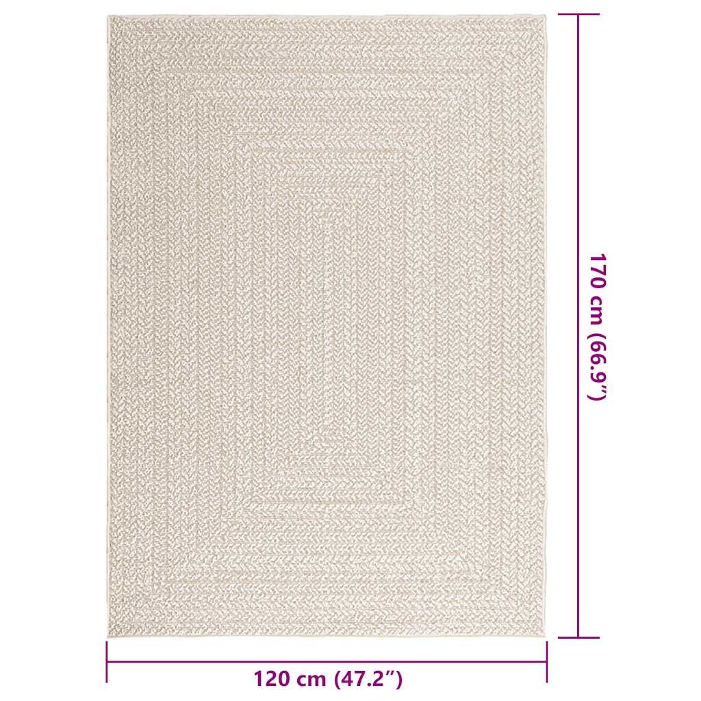 vidaXL Teppich ZIZUR Creme 120x170 cm Jute-Optik Indoor und Outdoor