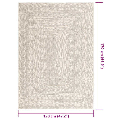 vidaXL Teppich ZIZUR Creme 120x170 cm Jute-Optik Indoor und Outdoor