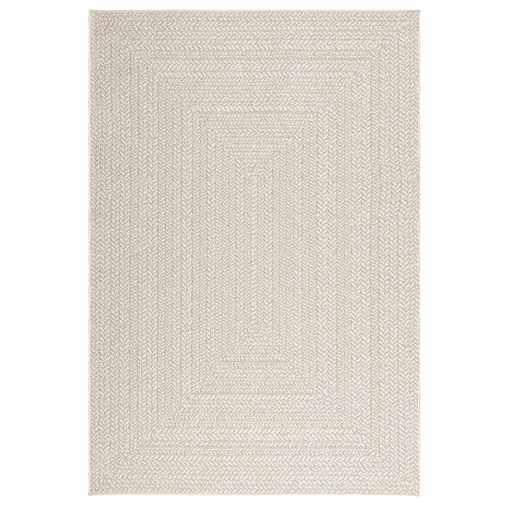 vidaXL Teppich ZIZUR Creme 140x200 cm Jute-Optik Indoor und Outdoor