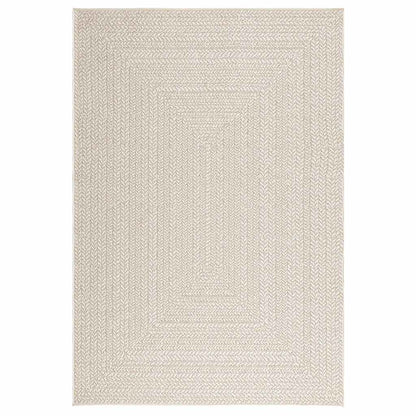 vidaXL Teppich ZIZUR Creme 140x200 cm Jute-Optik Indoor und Outdoor