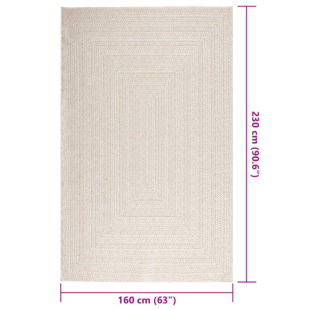 vidaXL Teppich ZIZUR Creme 160x230 cm Jute-Optik Indoor und Outdoor