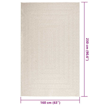 vidaXL Teppich ZIZUR Creme 160x230 cm Jute-Optik Indoor und Outdoor
