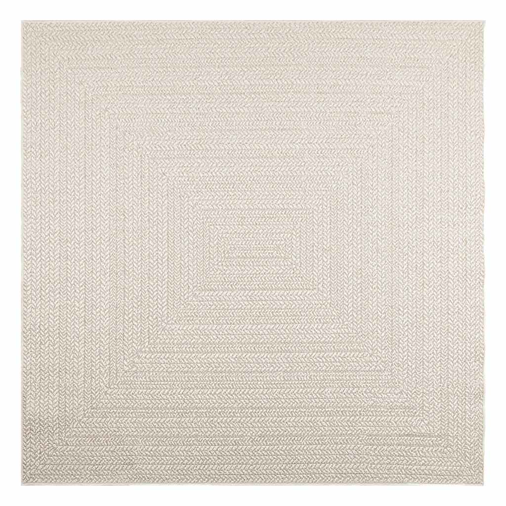 vidaXL Teppich ZIZUR Creme 200x200 cm Jute-Optik Indoor und Outdoor