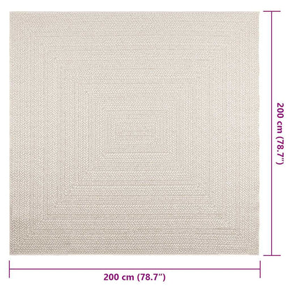 vidaXL Teppich ZIZUR Creme 200x200 cm Jute-Optik Indoor und Outdoor