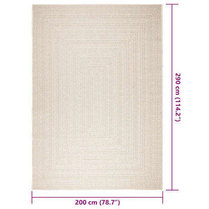 vidaXL Teppich ZIZUR Creme 200x290 cm Jute-Optik Indoor und Outdoor