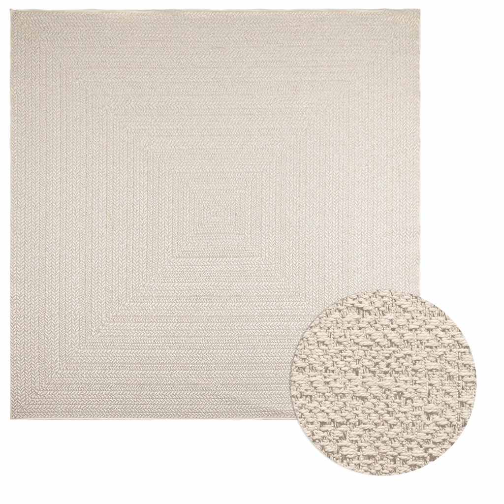 vidaXL Teppich ZIZUR Creme 240x240 cm Jute-Optik Indoor und Outdoor