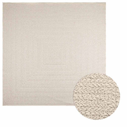 vidaXL Teppich ZIZUR Creme 240x240 cm Jute-Optik Indoor und Outdoor