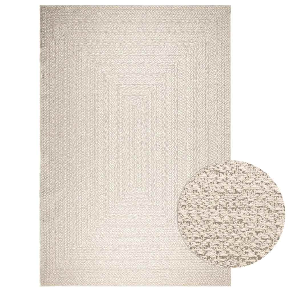 vidaXL Teppich ZIZUR Creme 240x340 cm Jute-Optik Indoor und Outdoor