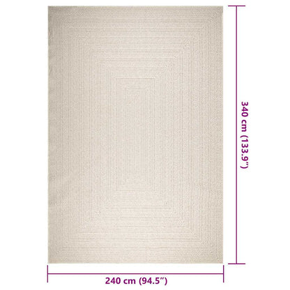 vidaXL Teppich ZIZUR Creme 240x340 cm Jute-Optik Indoor und Outdoor