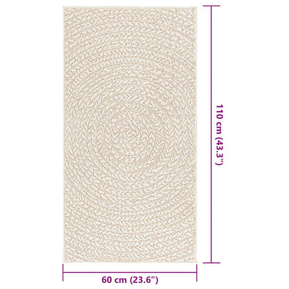 vidaXL Teppich ZIZUR Creme 60x110 cm Jute-Optik Indoor und Outdoor