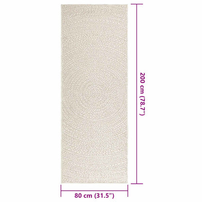 vidaXL Teppich ZIZUR Creme 80x200 cm Jute-Optik Indoor und Outdoor