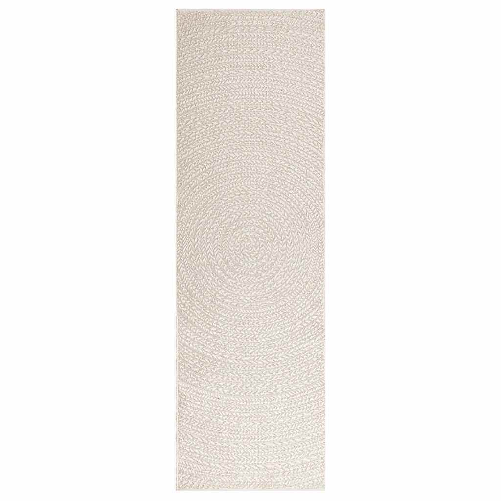 vidaXL Teppich ZIZUR Creme 80x250 cm Jute-Optik Indoor und Outdoor