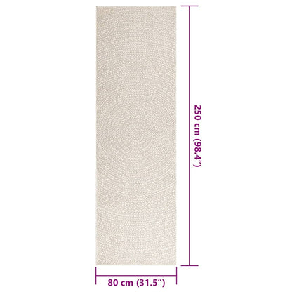 vidaXL Teppich ZIZUR Creme 80x250 cm Jute-Optik Indoor und Outdoor