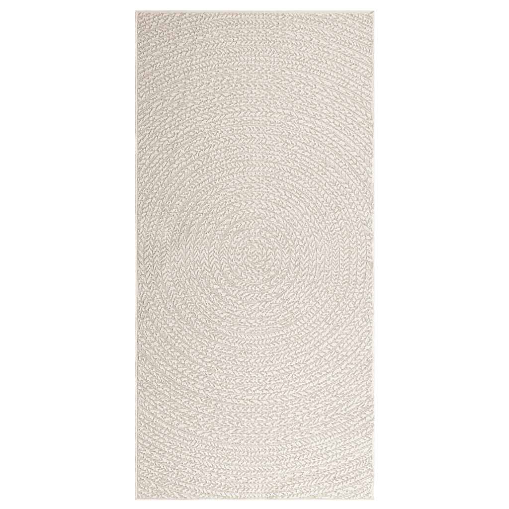 vidaXL Teppich ZIZUR Creme 100x200 cm Jute-Optik Indoor und Outdoor