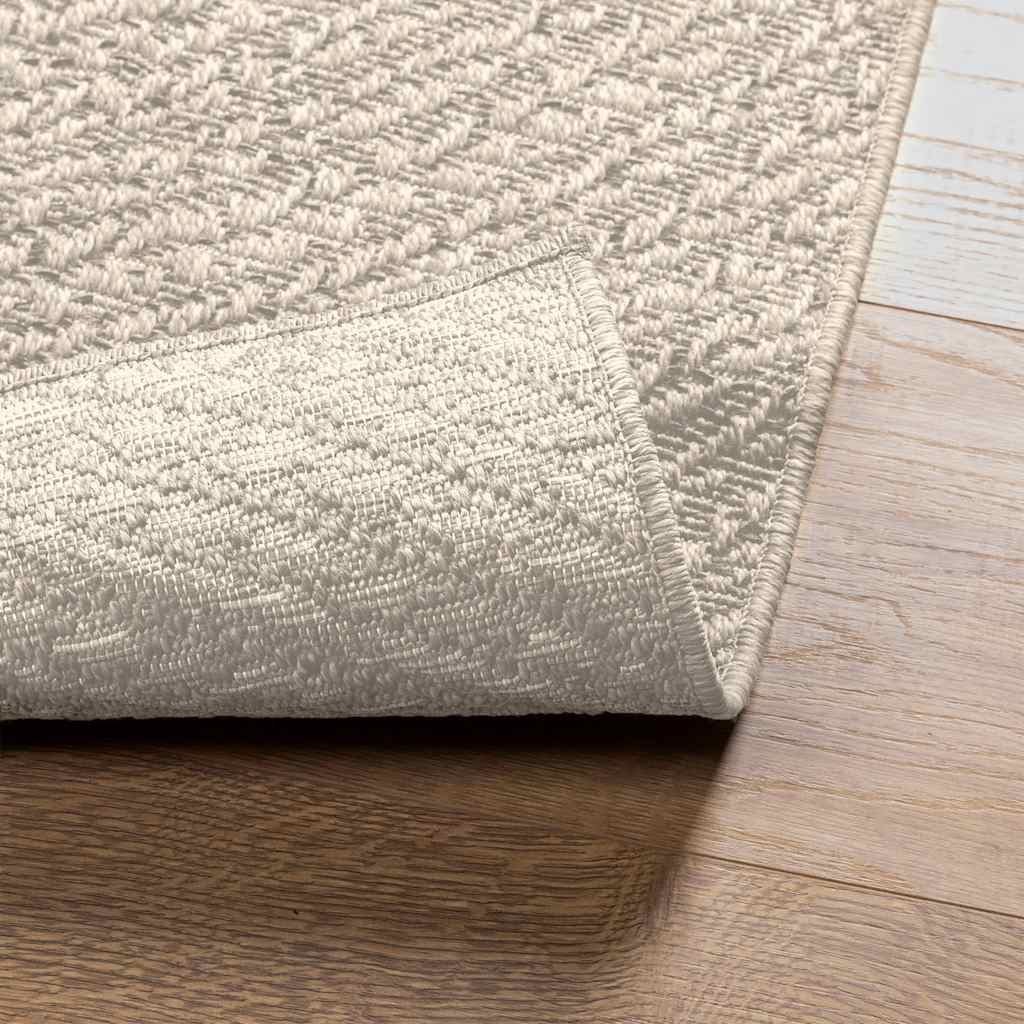 vidaXL Teppich ZIZUR Creme 100x200 cm Jute-Optik Indoor und Outdoor